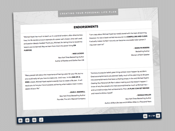 A Page of Endorsements from Creating Your Personal Life Plan A Page of Endorsements from Creating Your Personal Life Plan